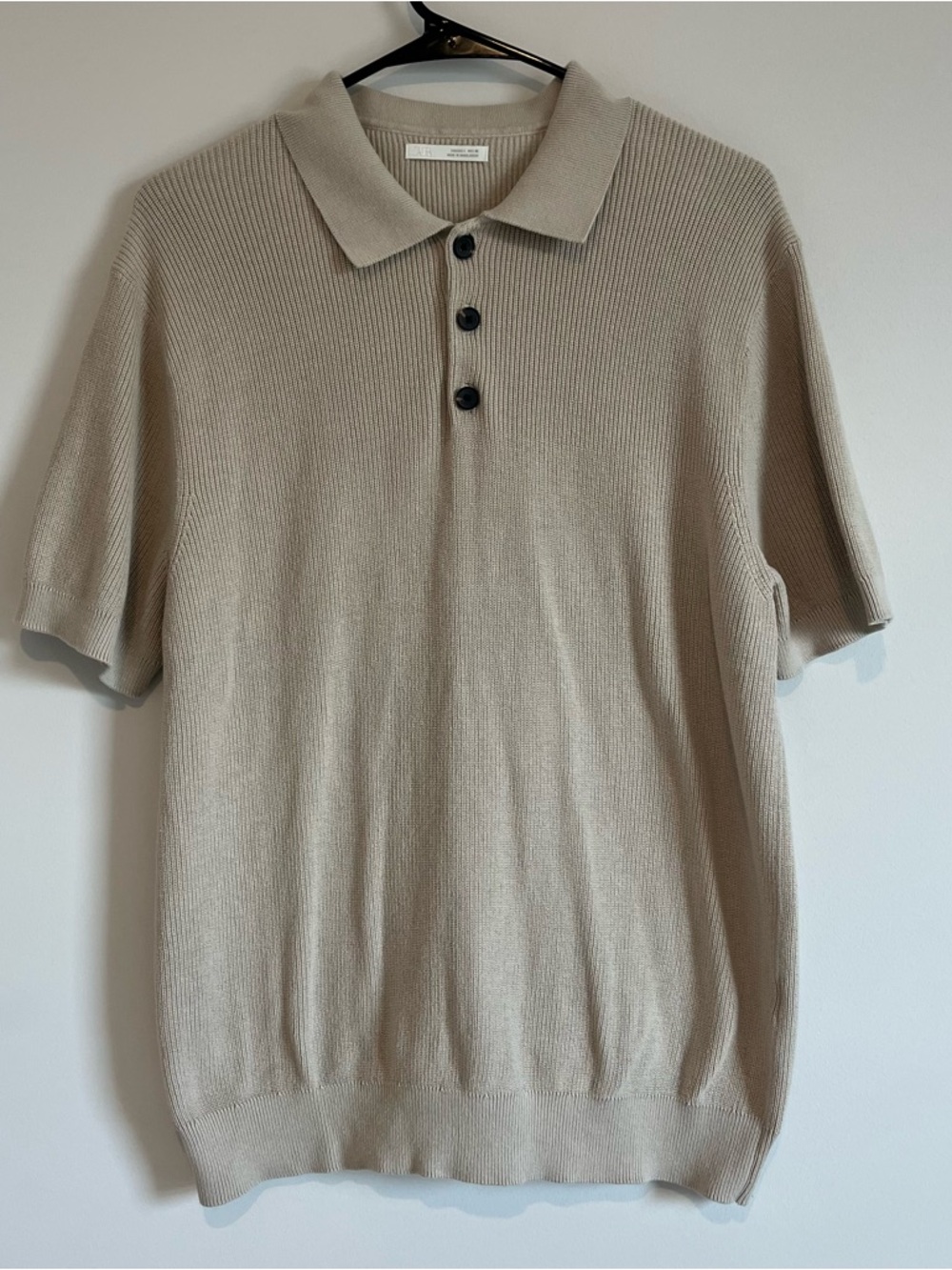 ZARA Beige Ribbed Men’s Sweater - Classic Knit- Minimalist- Large